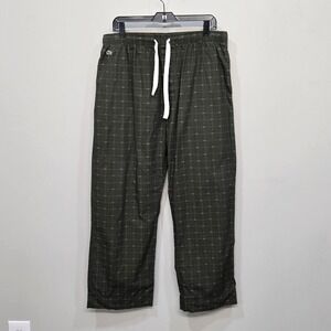 Lacoste Pajama Pants Mens XL Green‎ All Over Logo Print Cotton Lounge Sleepwear